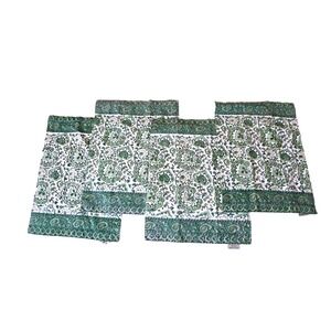 Pottery Barn Outlet Placemat Set 4 Green Paisley Floral Cotton Block Print 14x18